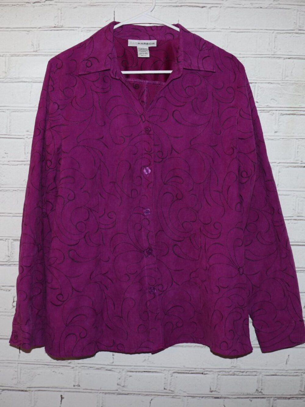 💜✨ Sag Harbor Women’s Button‑Up Blouse · Size Large